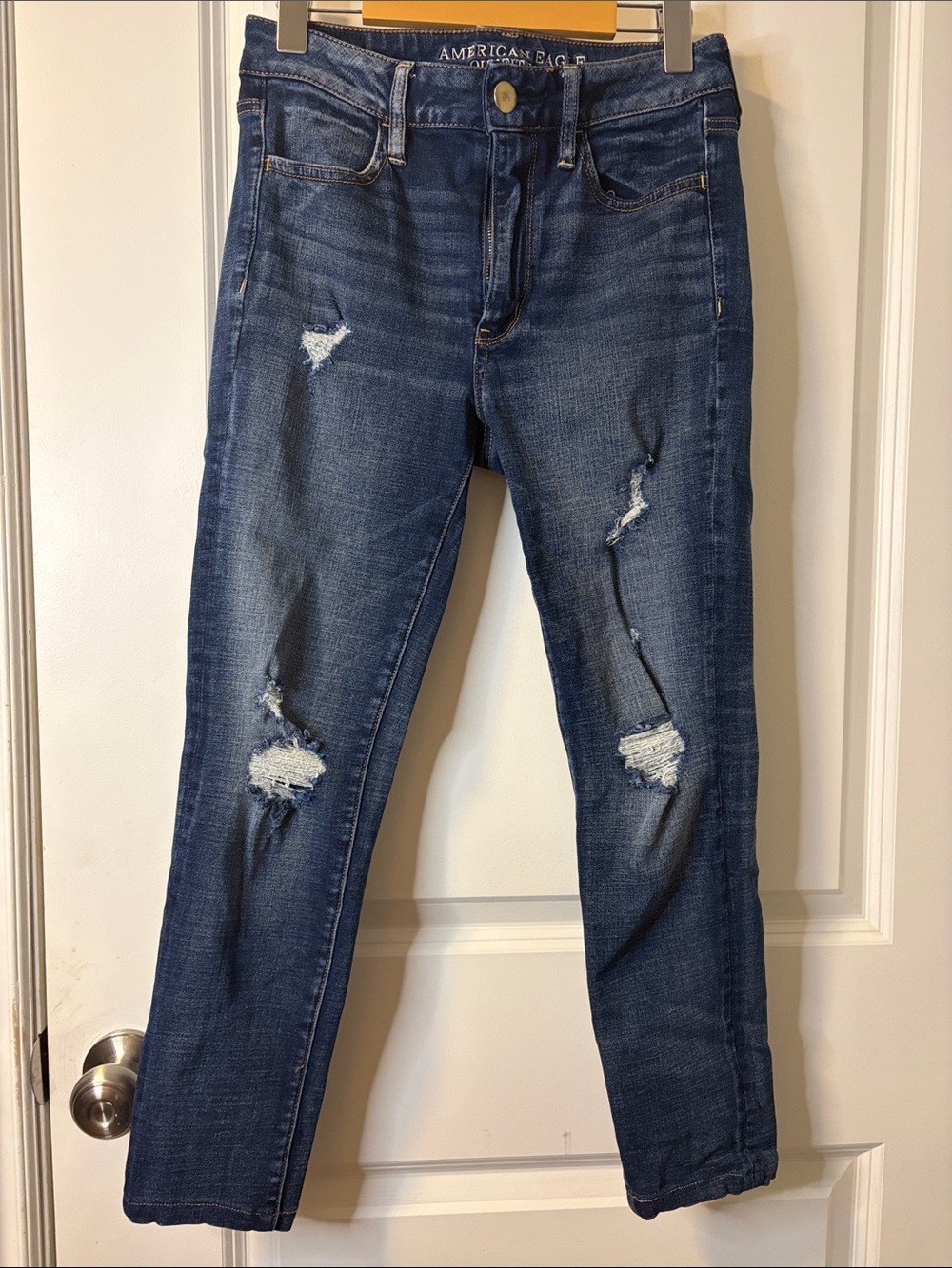 American Eagle Outfitters Dark Blue Ripped Skinny Jeans